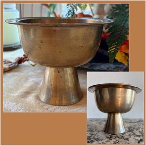 Vintage Korean Brass Temple Ritual Bowl — Solid, Hand-Hammered Heavy Brass
